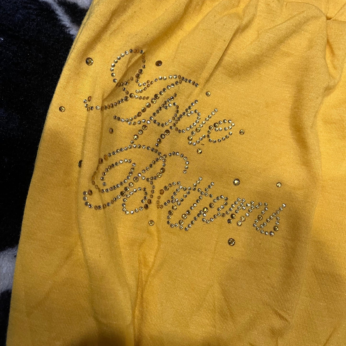 (L/XL) Y2K Apple Bottoms Rhinestoned Yellow Dress