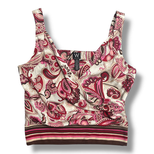 (L) Vintage Paisley Print Striped Knit Bottom Top