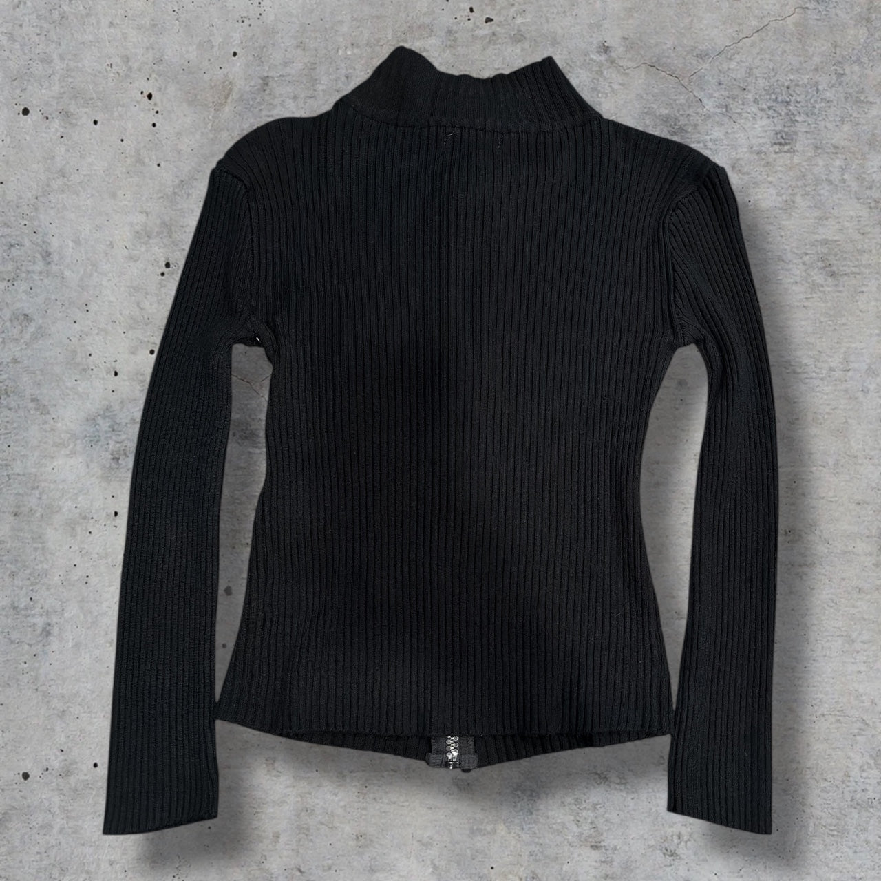 (L) Y2K Rhinestoned ribbed zip up jacket