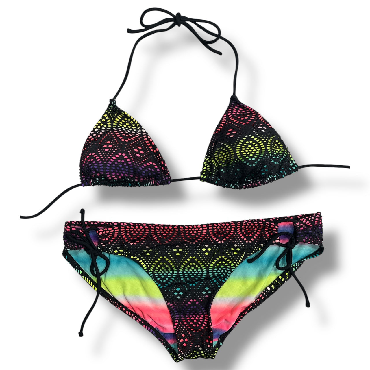 (L) Y2K Fishnet Detailed Bikini Set