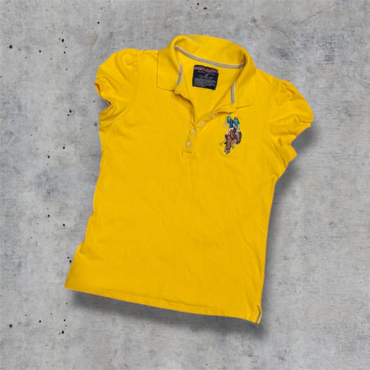 (L/XL) vintage yellow polo button up top