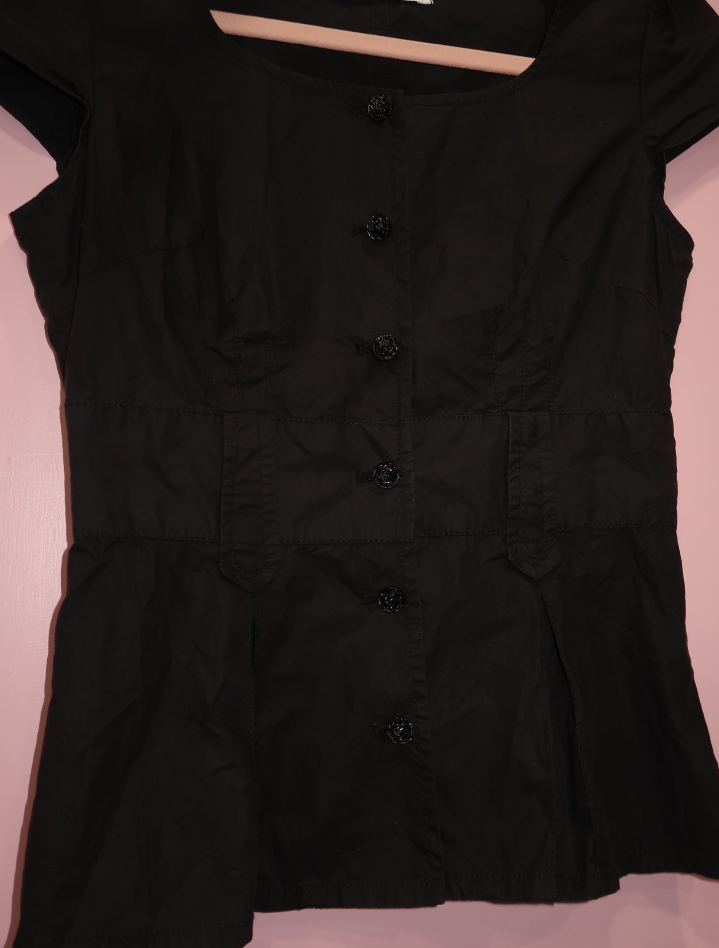 (M/L) y2k papaya rose button up top