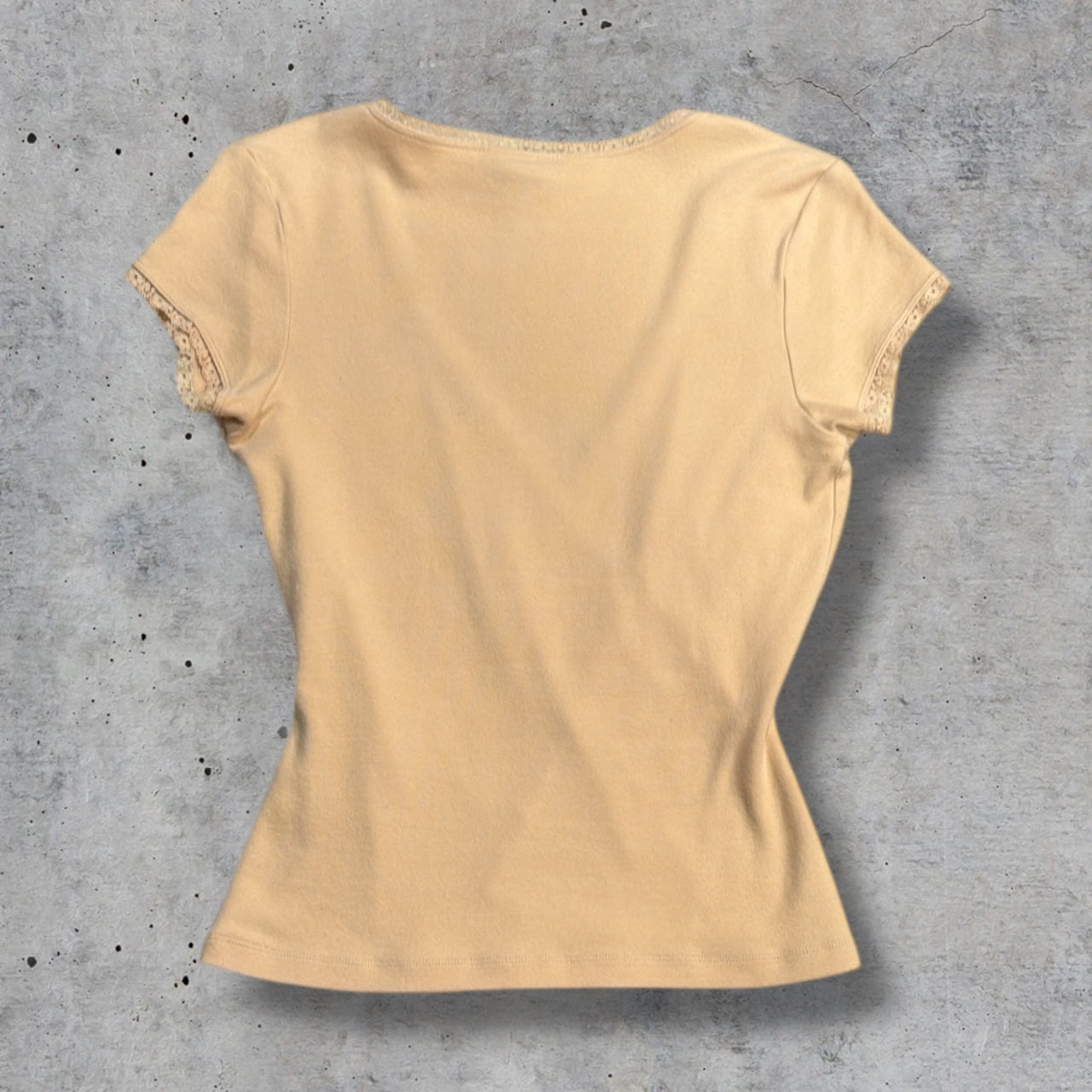 (S/M) 2000s express lace trim tan top