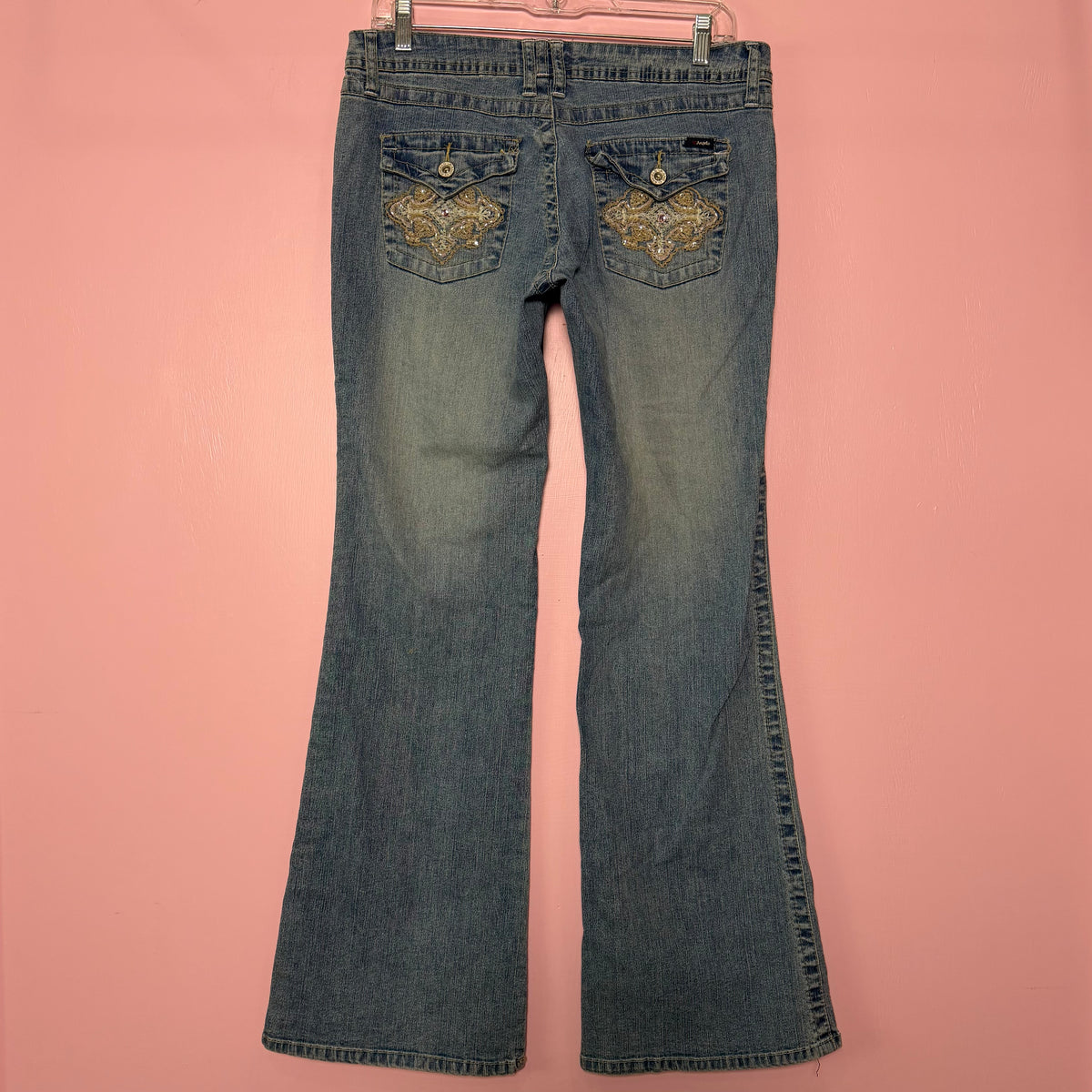 (31”) 2000s angels embellished low rise flared jeans