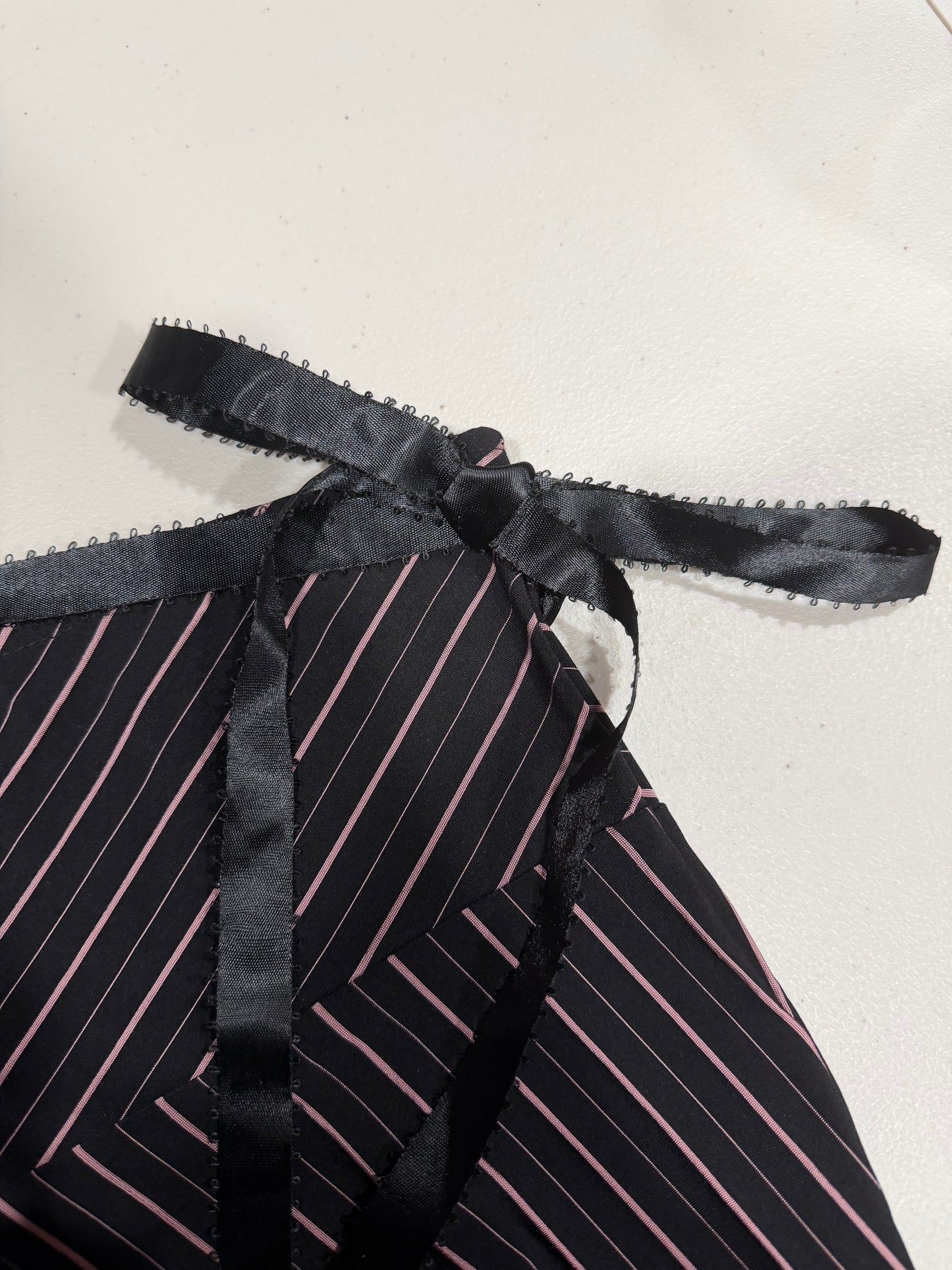 (27”) vintage striped silk bow midi skirt