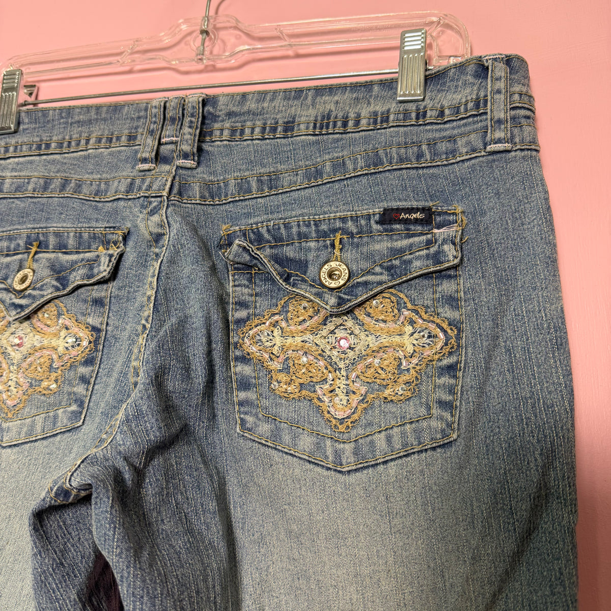 (31”) 2000s angels embellished low rise flared jeans