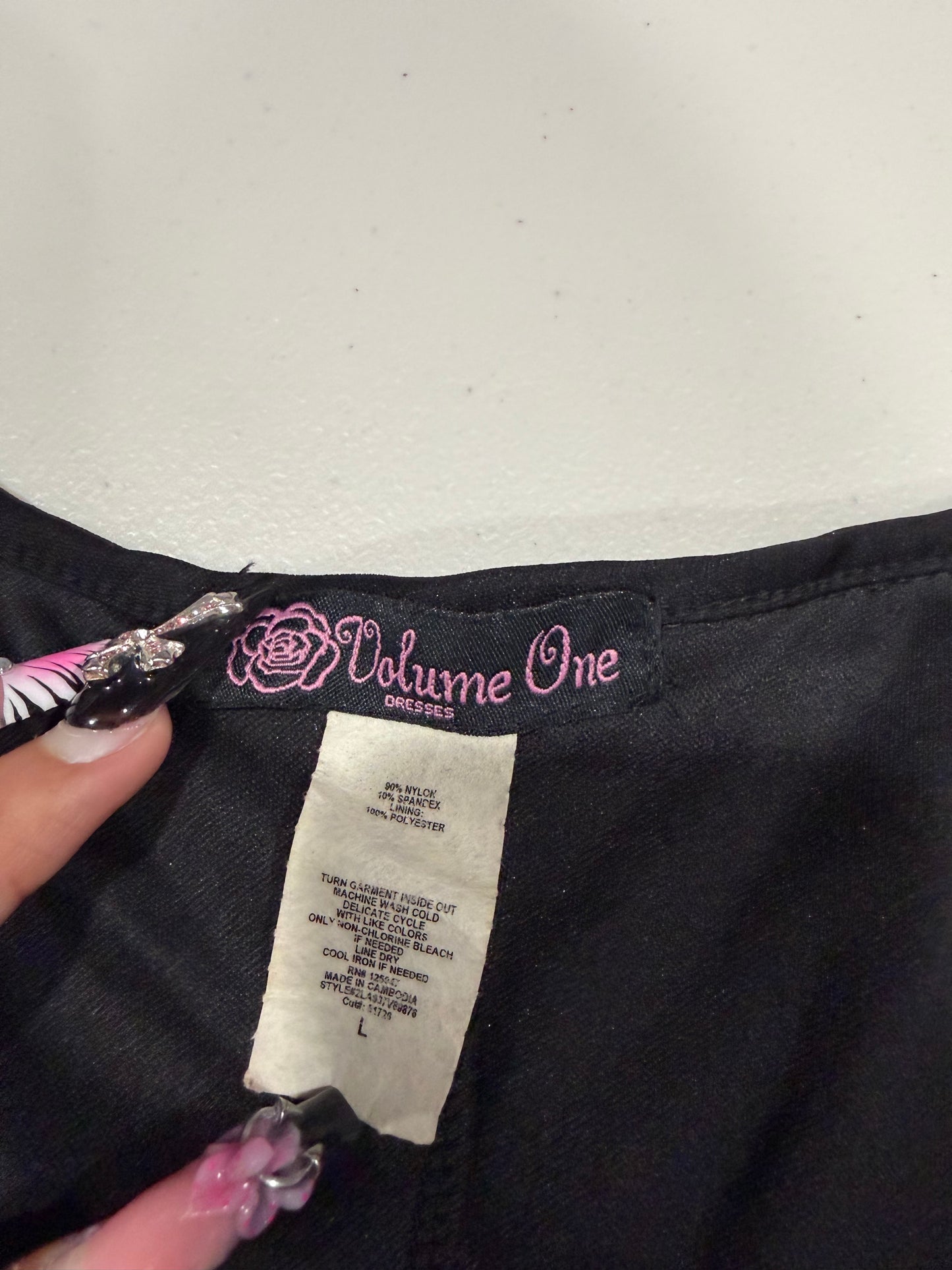 (L) grunge lace detail ruffled dress