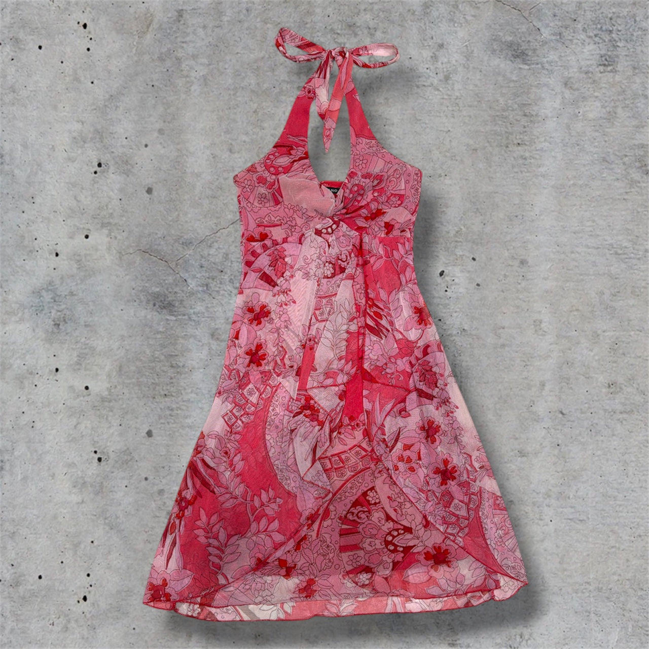 (S) y2k/vintage floral halter dress