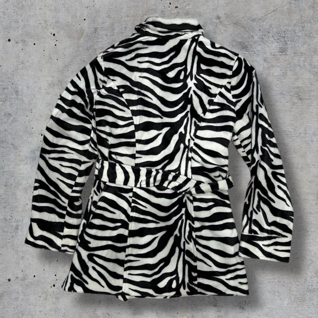 (M/L) vintage y2k heart soul zebra print coat