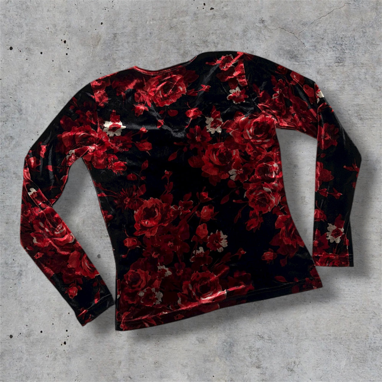 (M/L) vintage floral velvet long sleeve top