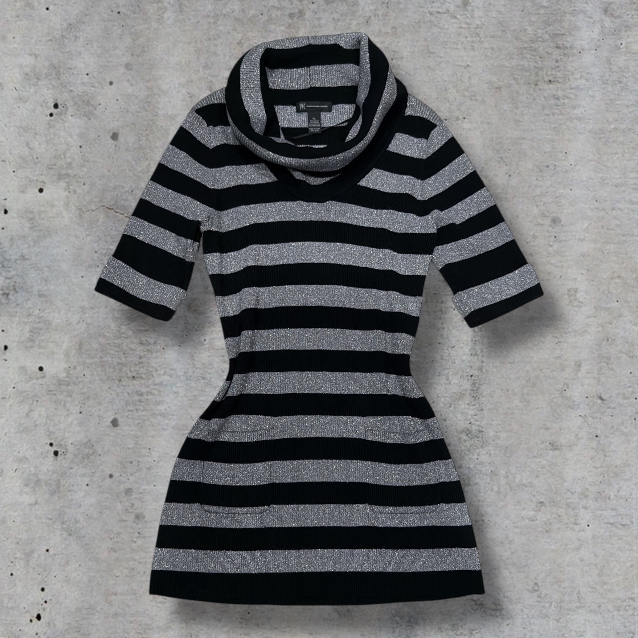 (XL) INC striped cowl neck sweater dress