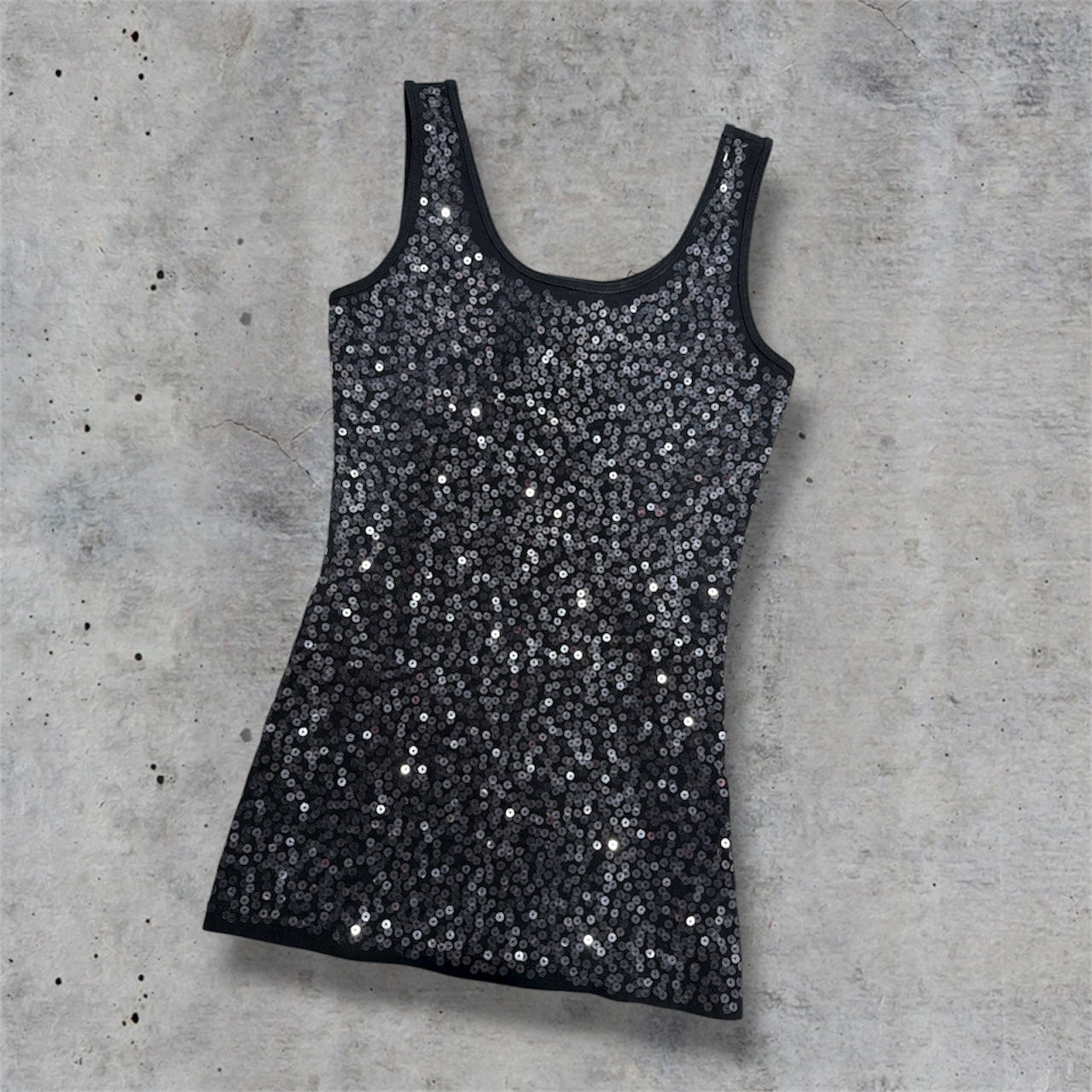 (S) express sequin fitted tank top