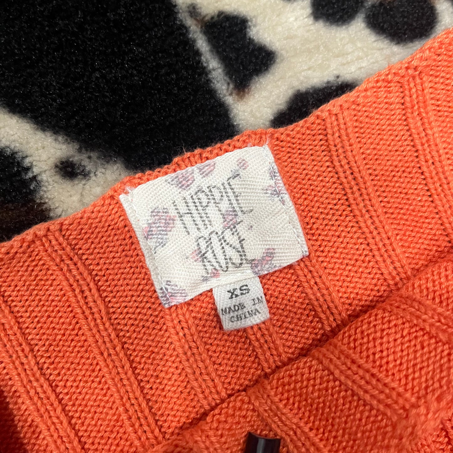 (XS) Knit Bell Sleeve Orange Fitted Top