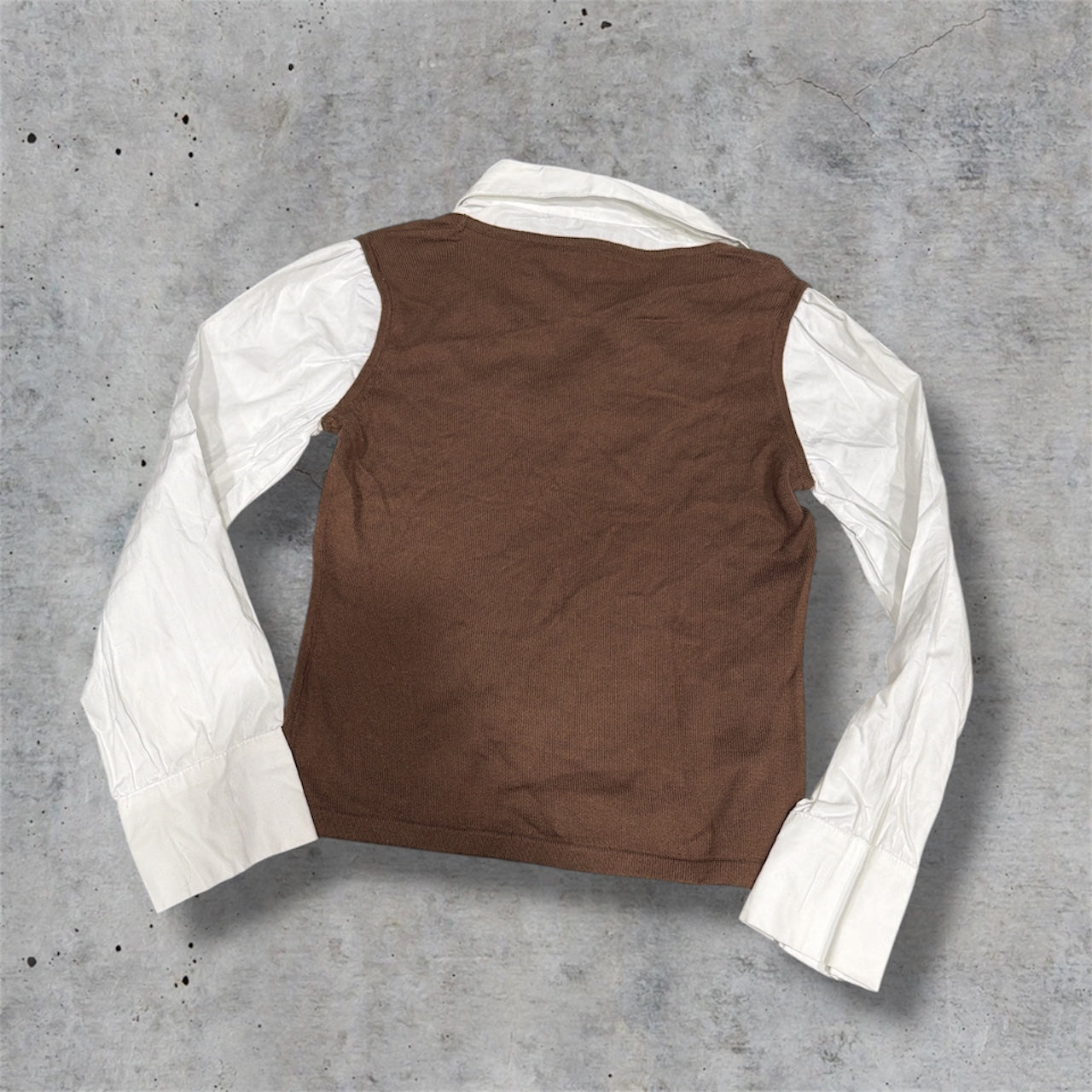 (XS/S) Y2K/ Vintage nwt brown double layered long sleeve
