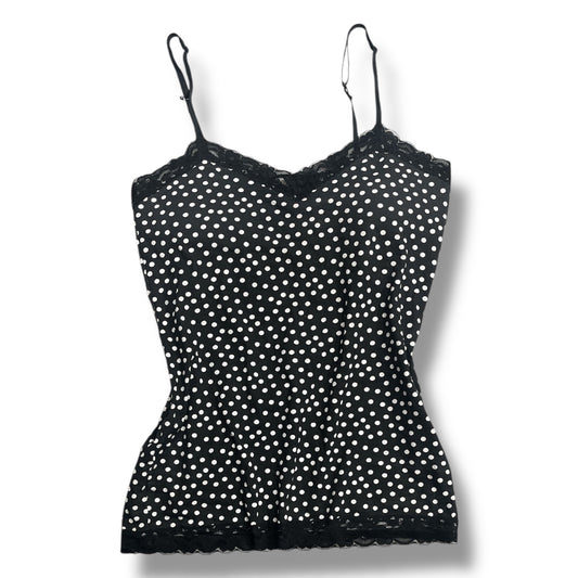 (XL) No Boundaries Lace Trim Polka Dot Top