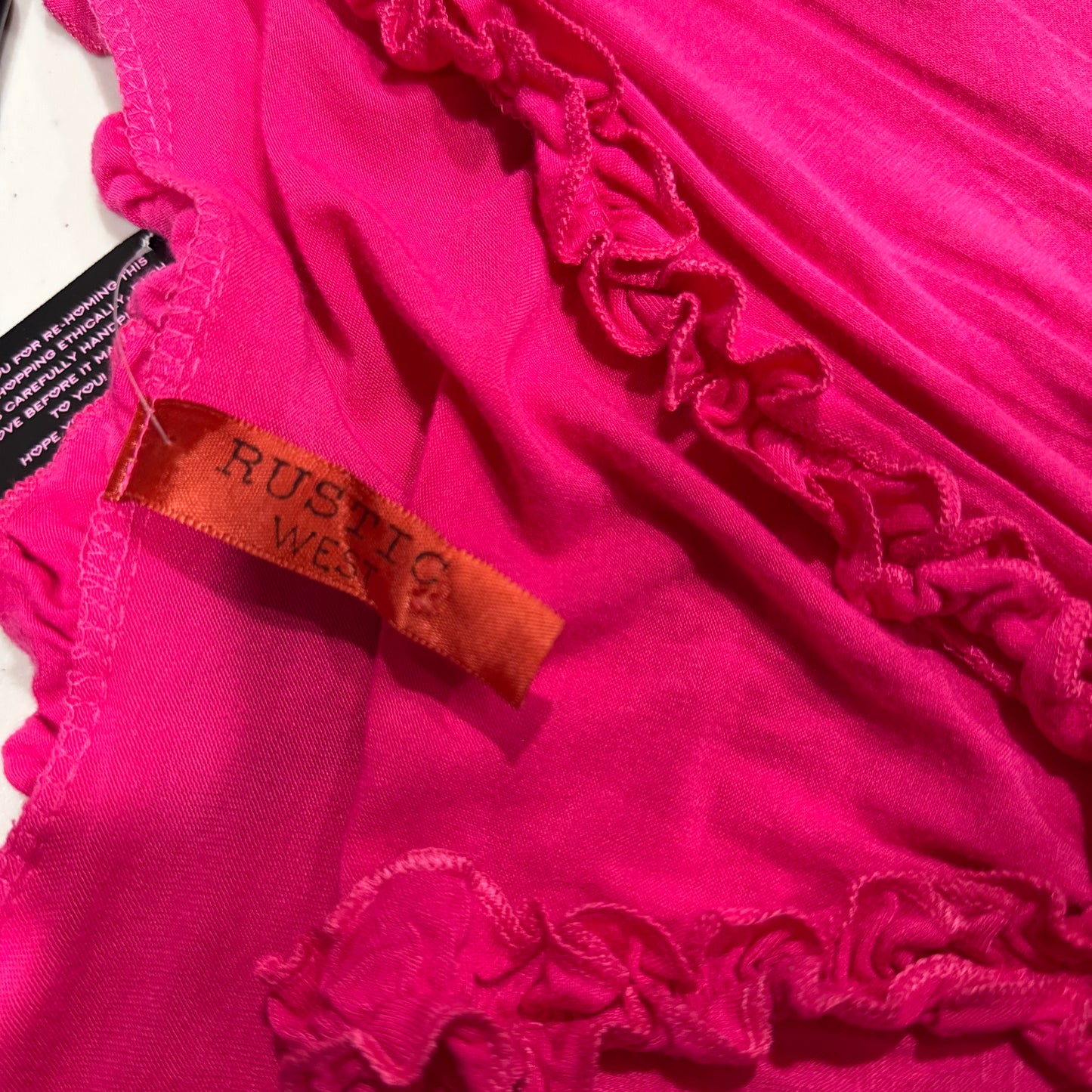 (S/M) Y2K pink mcbling cross with ruffle trim dress