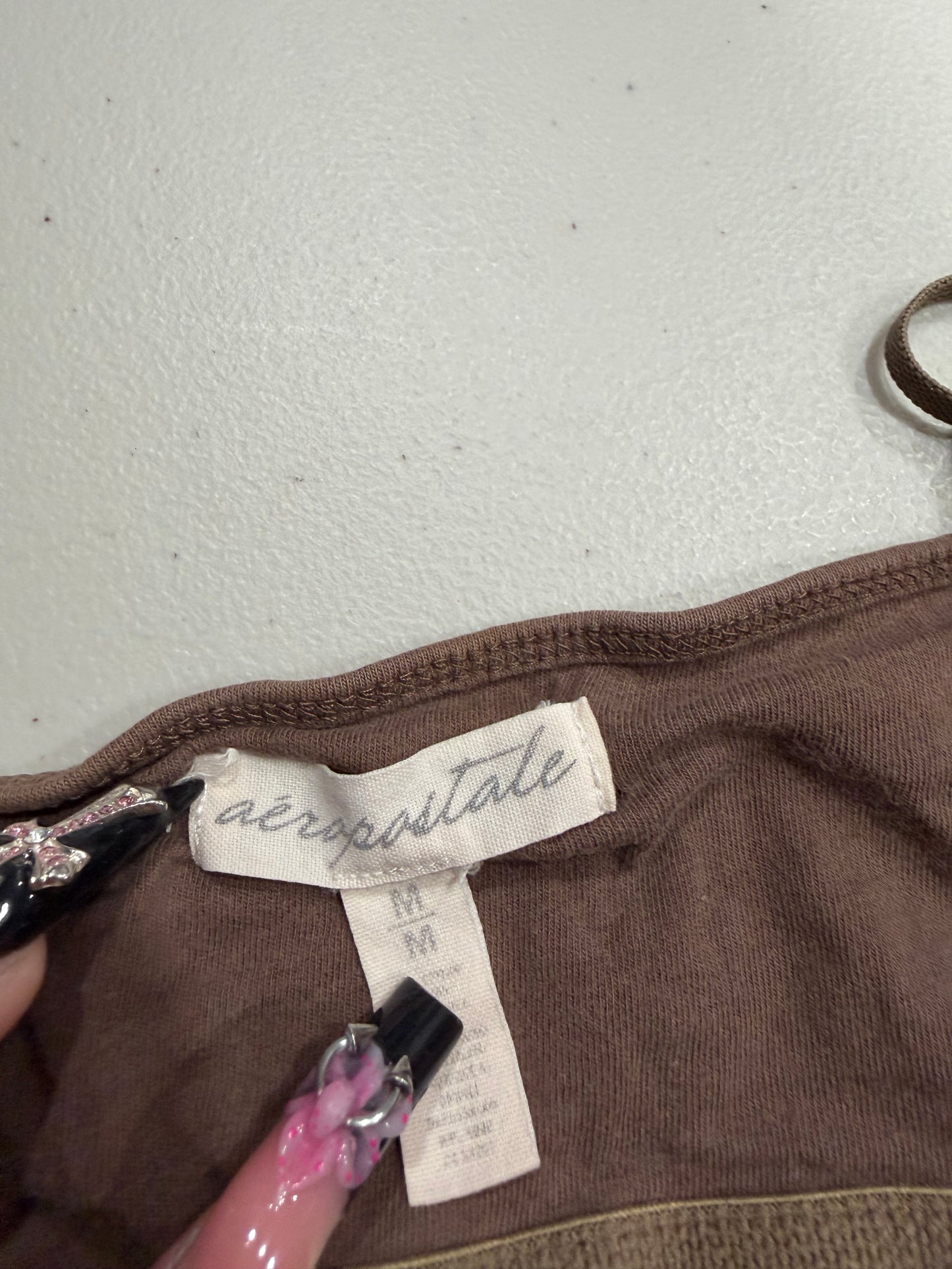 (M) aeropostale brown polka dot tank top