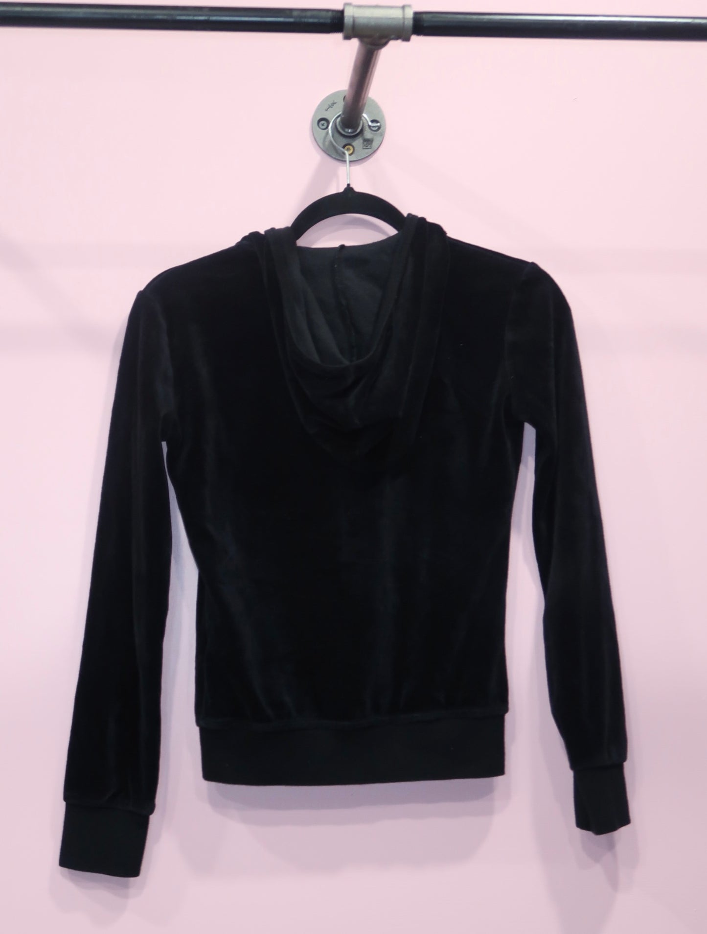 (XS/S) 2000s blank velour black zip up