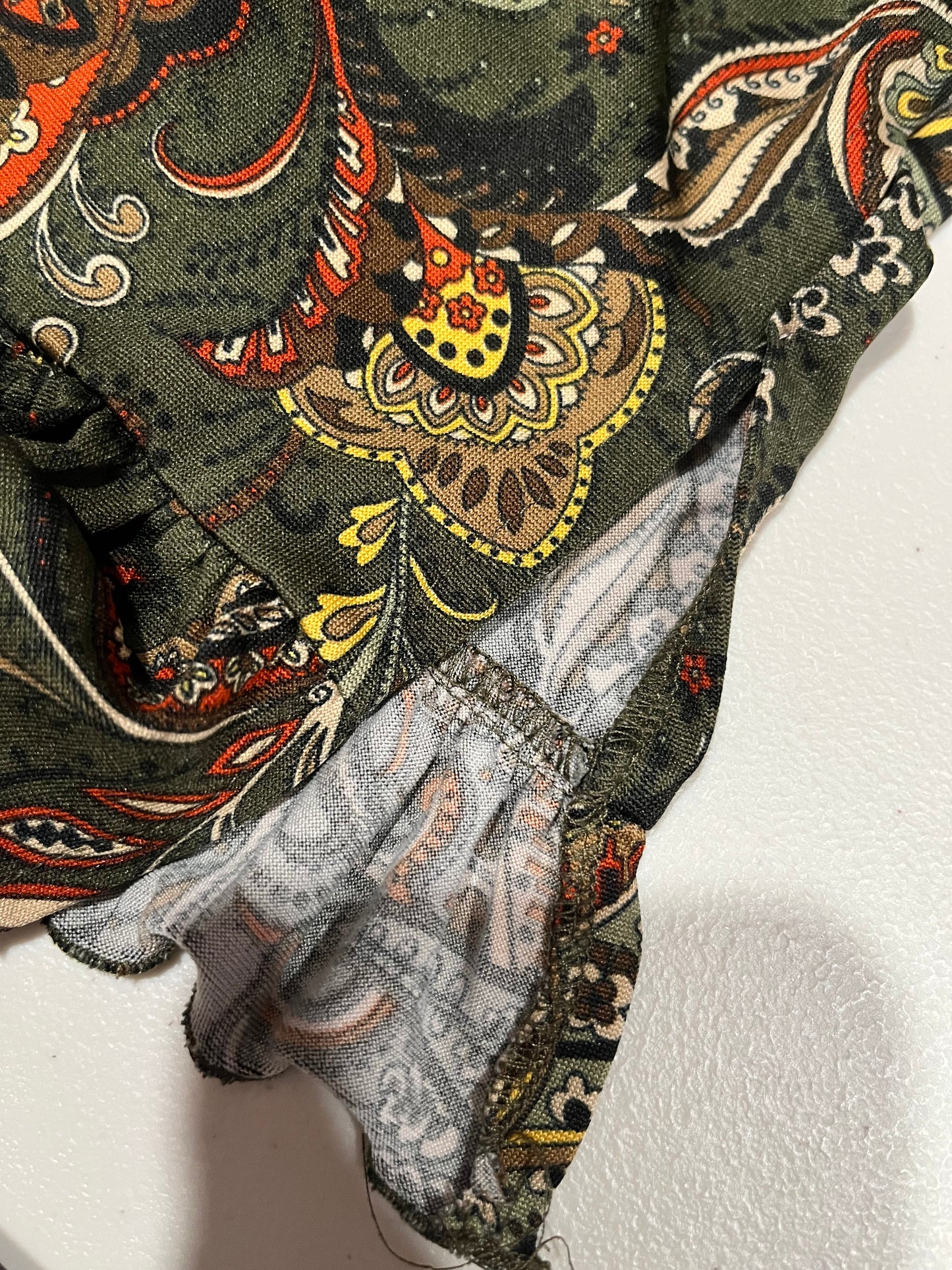 (XS/S) Vintage Bohemian Paisley Print Midi Skirt