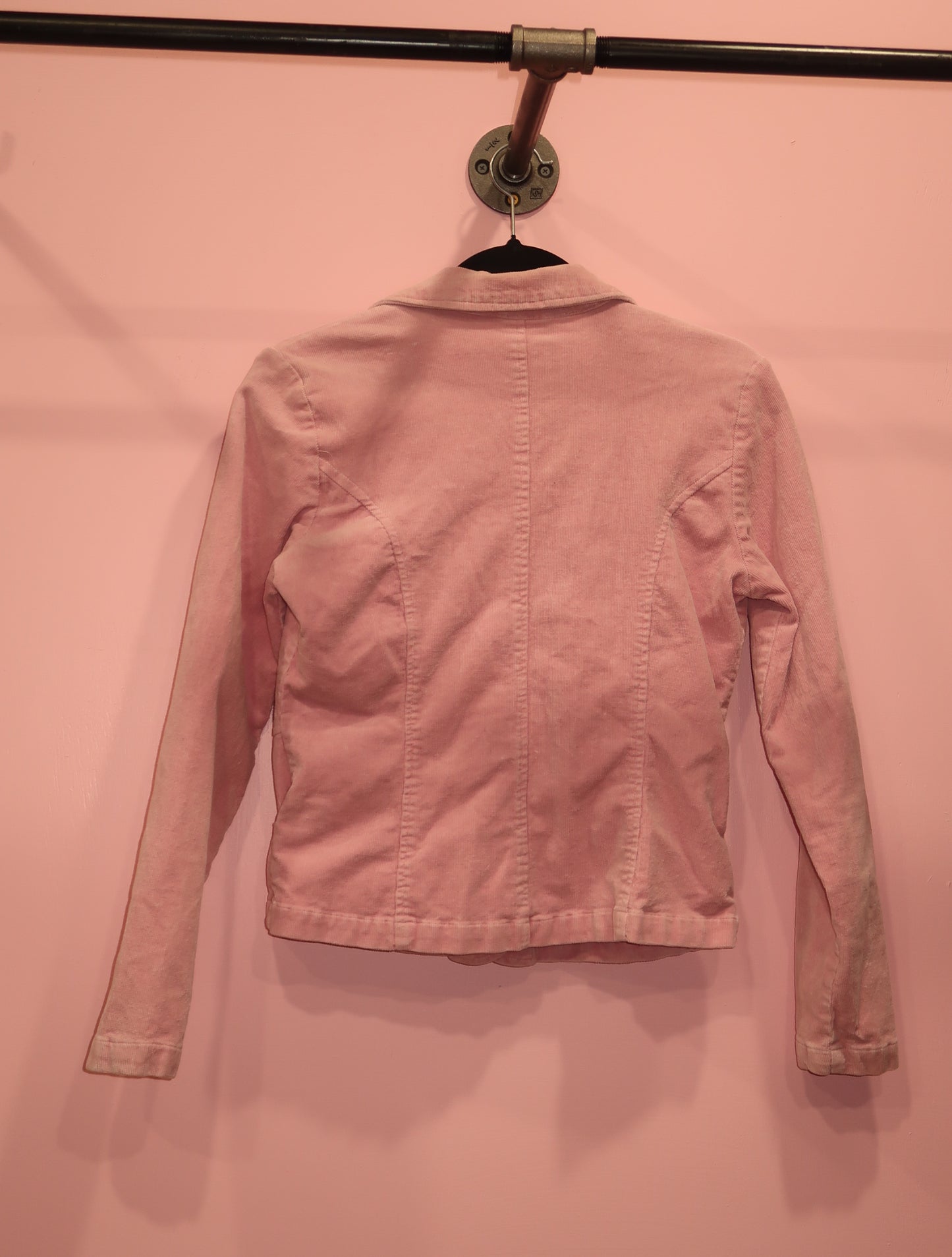 (S) 2000s Dollhouse pink corduroy  blazer with floral lining