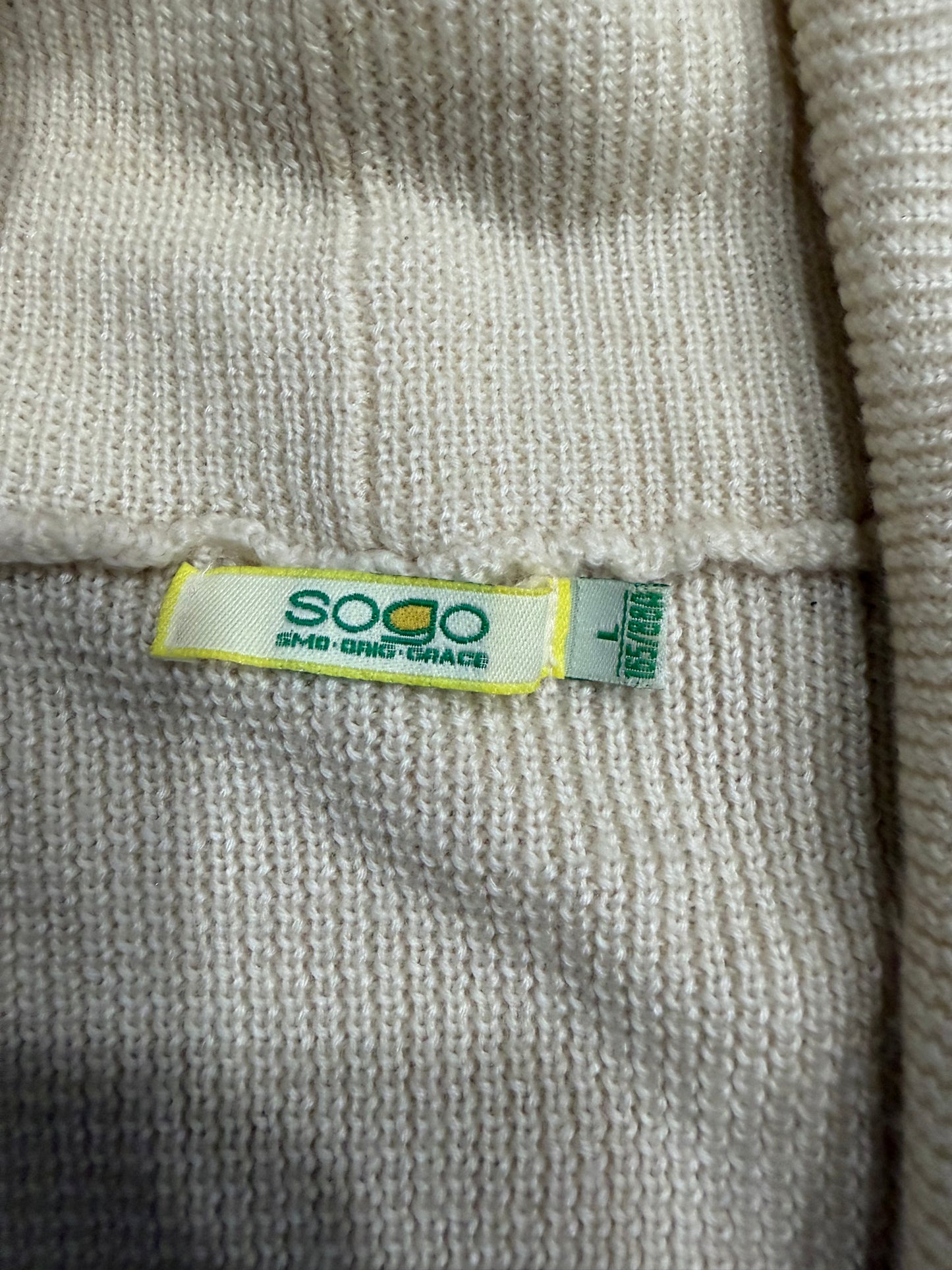 (L) vintage charm cream knit ruffled cardigan