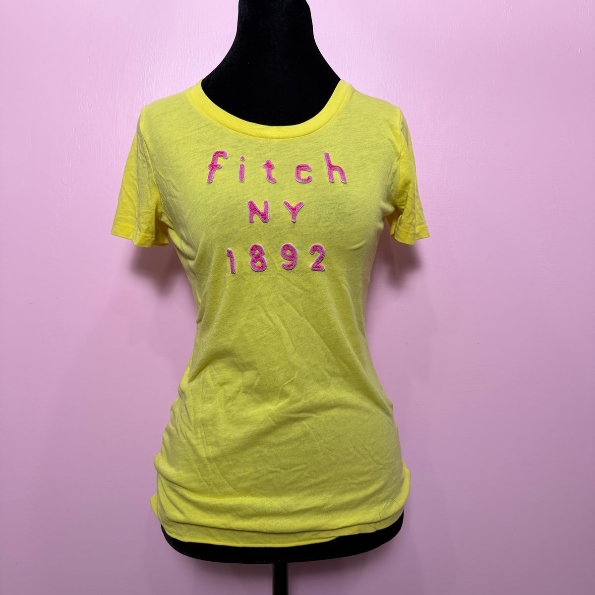 (S/M) 2000s Abercrombie & Fitch yellow & pink baby tee
