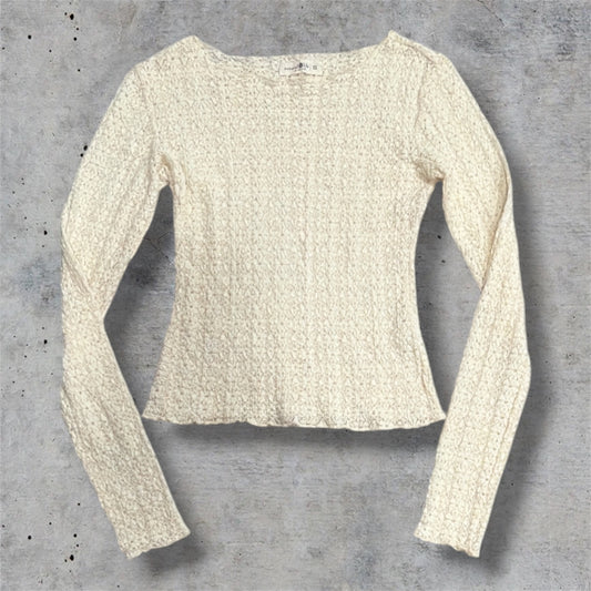 (XS/S) vintage cream floral lace mesh long sleeve