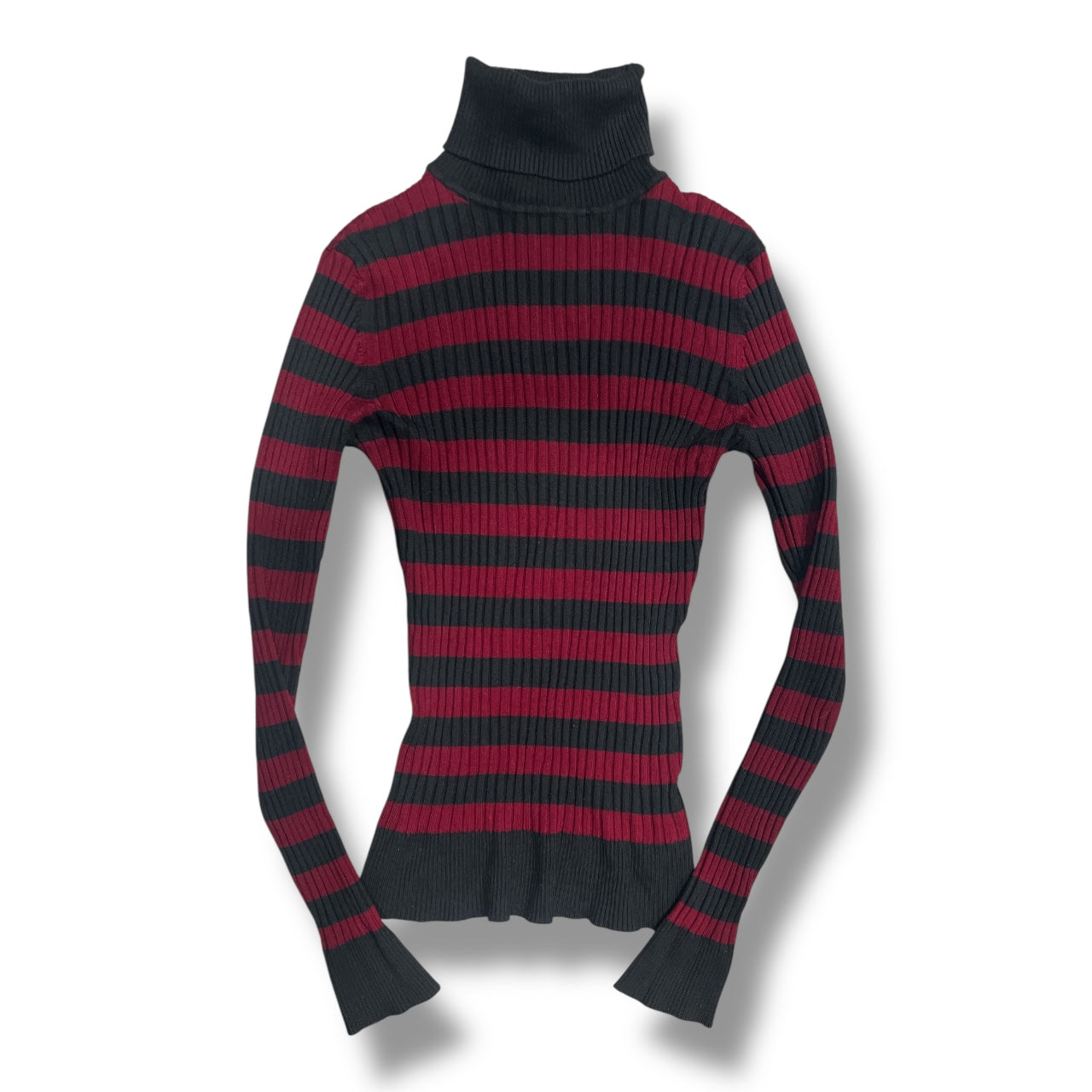 (M) Y2K Striped Turtleneck Top