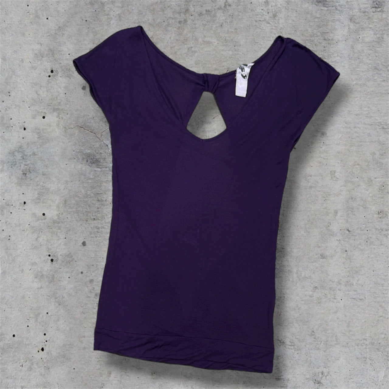 (M/L) 2000s purple backless cutout bow top