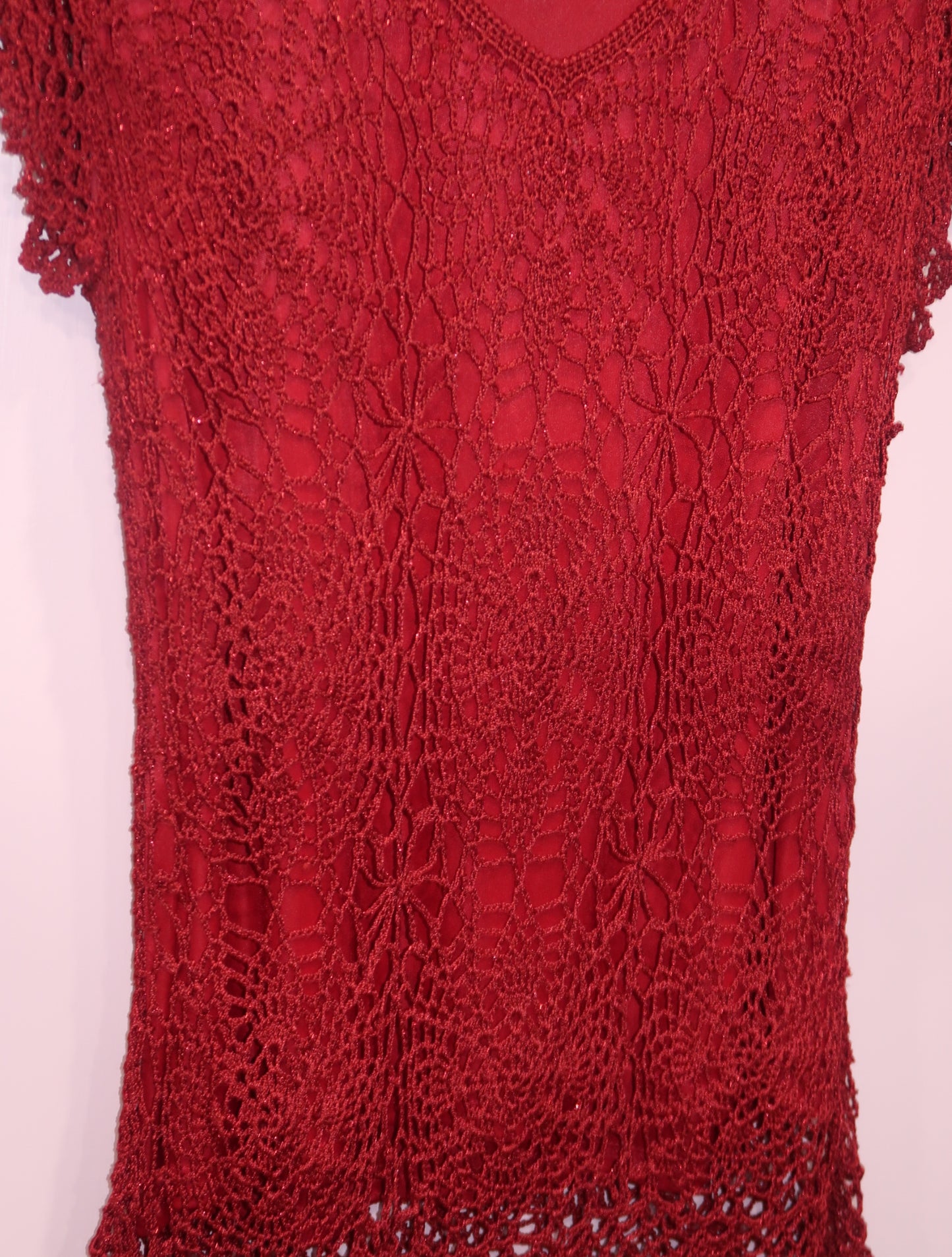 (L/XL) vintage red crochet top