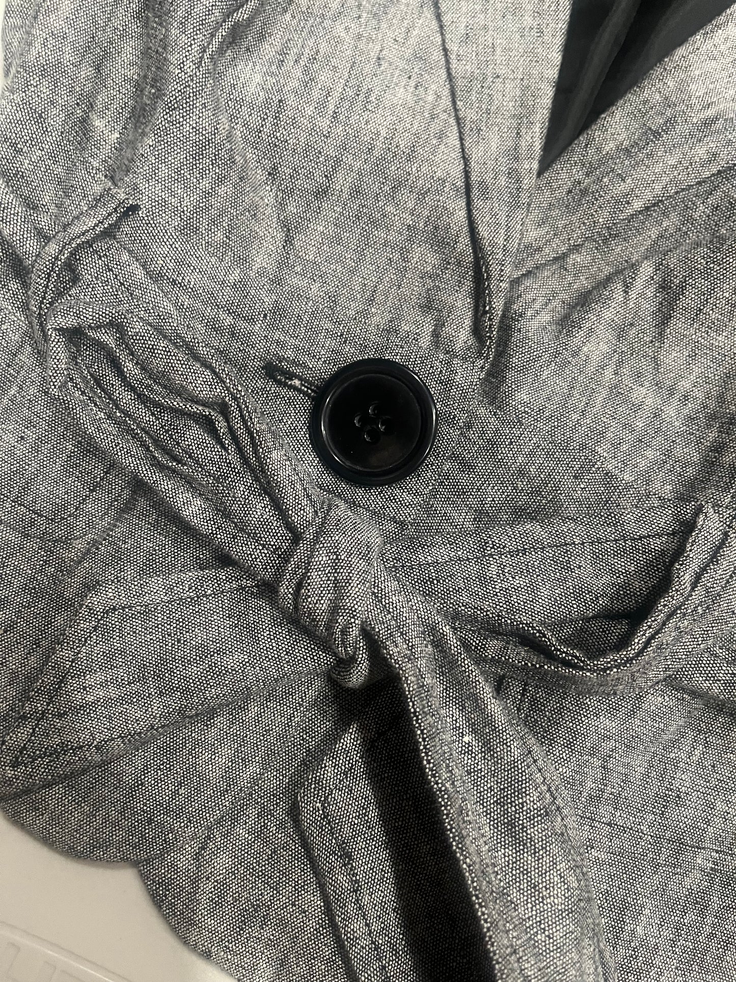 (M) VTG Gray Tie Up Button Up Short Sleeve Blazer