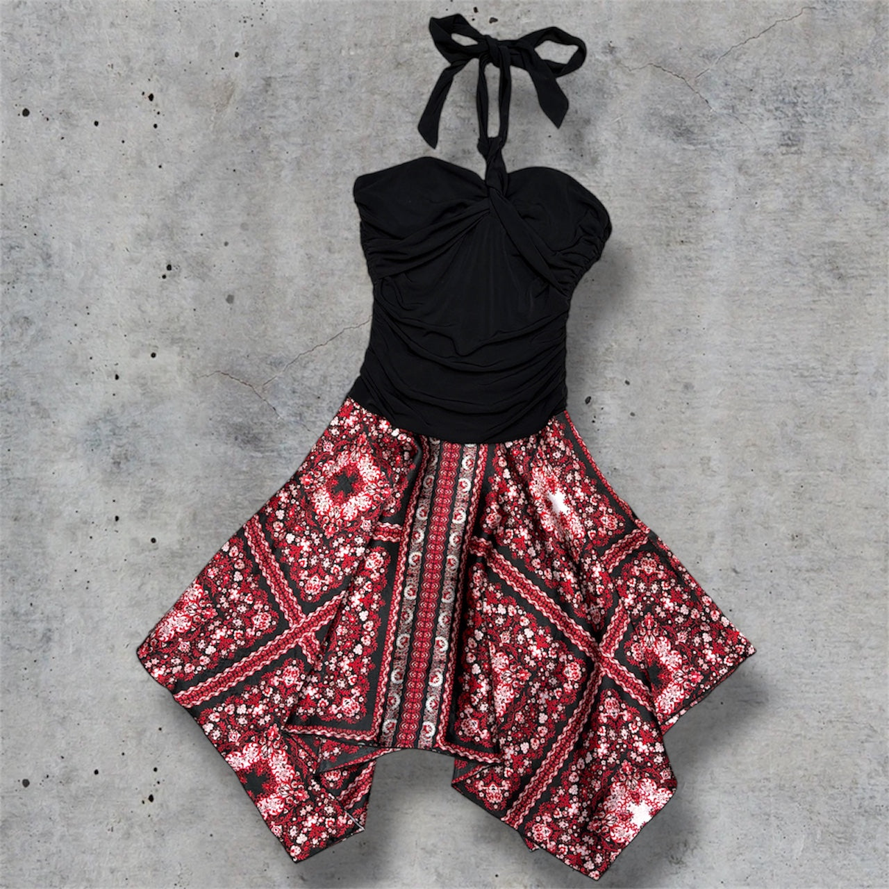 (M) 2000s Bywear Too! Satin Asymmetrical Halter Dress