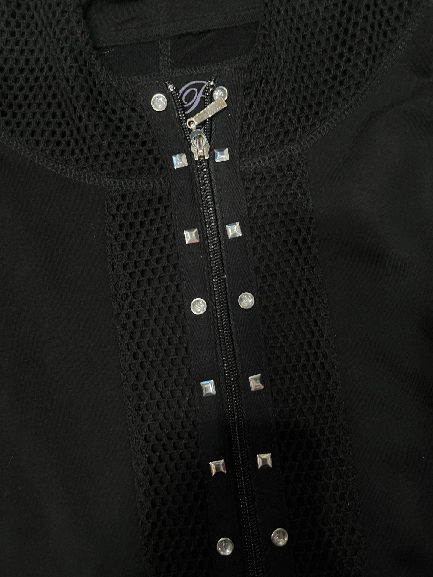 (XL/XXL) Grunge Stud Rhinestone Fishnet Jacket