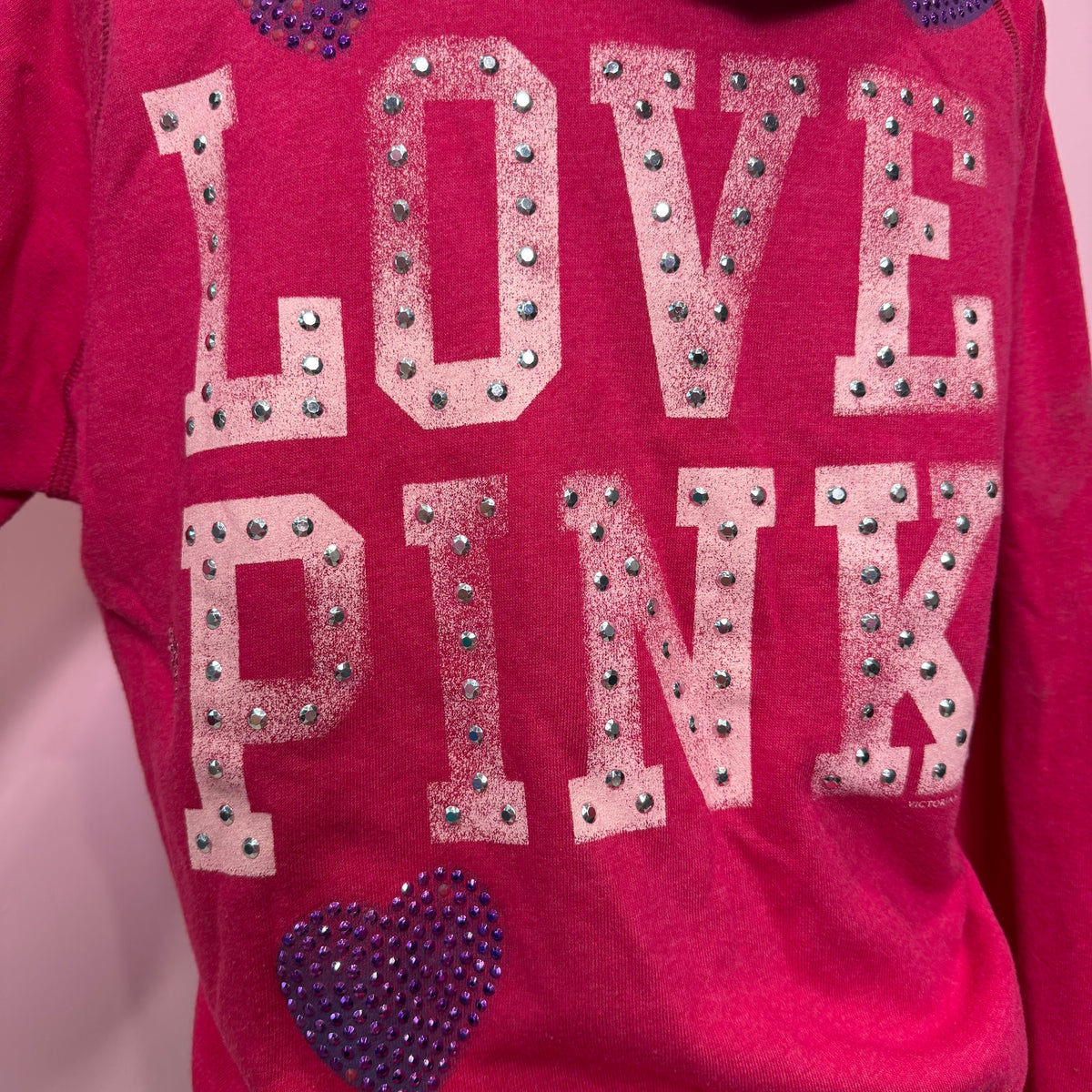 (M/L) “LOVE PINK” 2000s Pink by VS embellished jacket