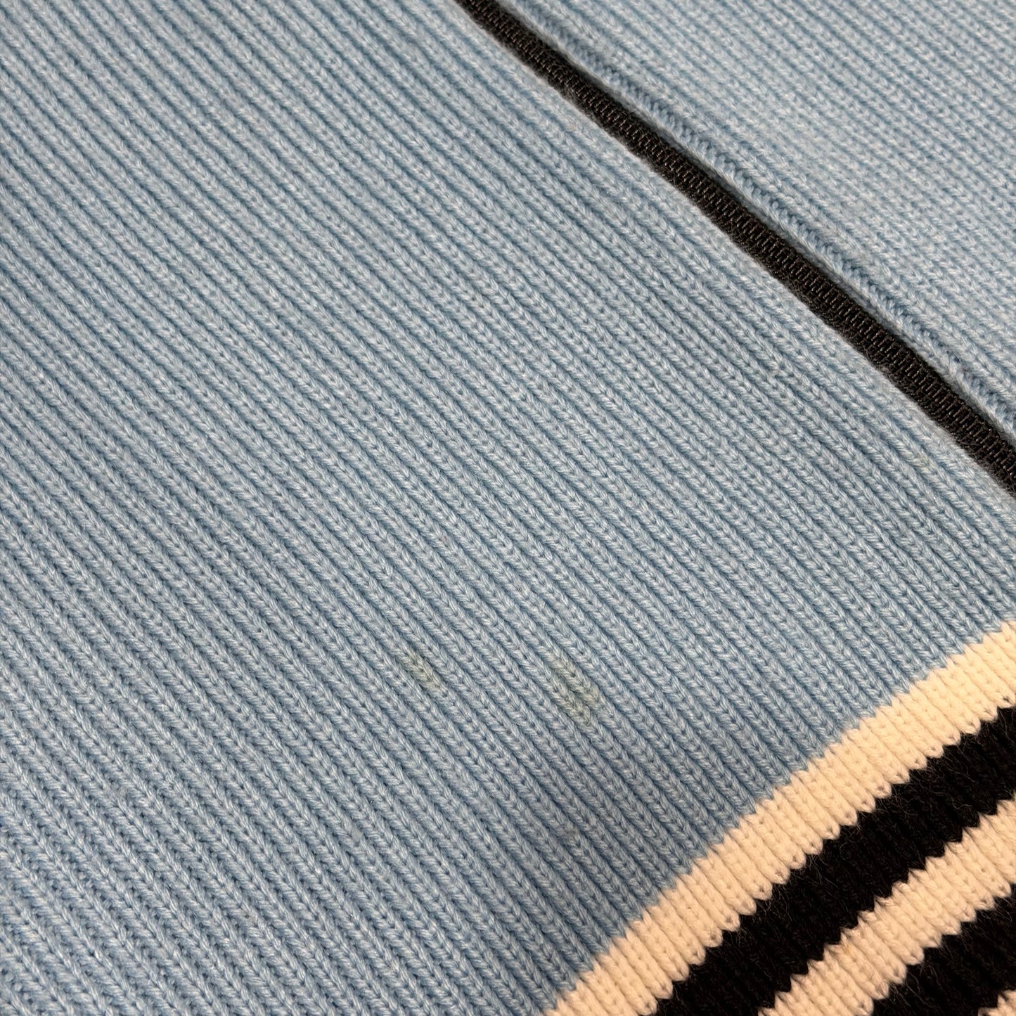 (S) vintage varsity embroidered striped baby blue knit jacket