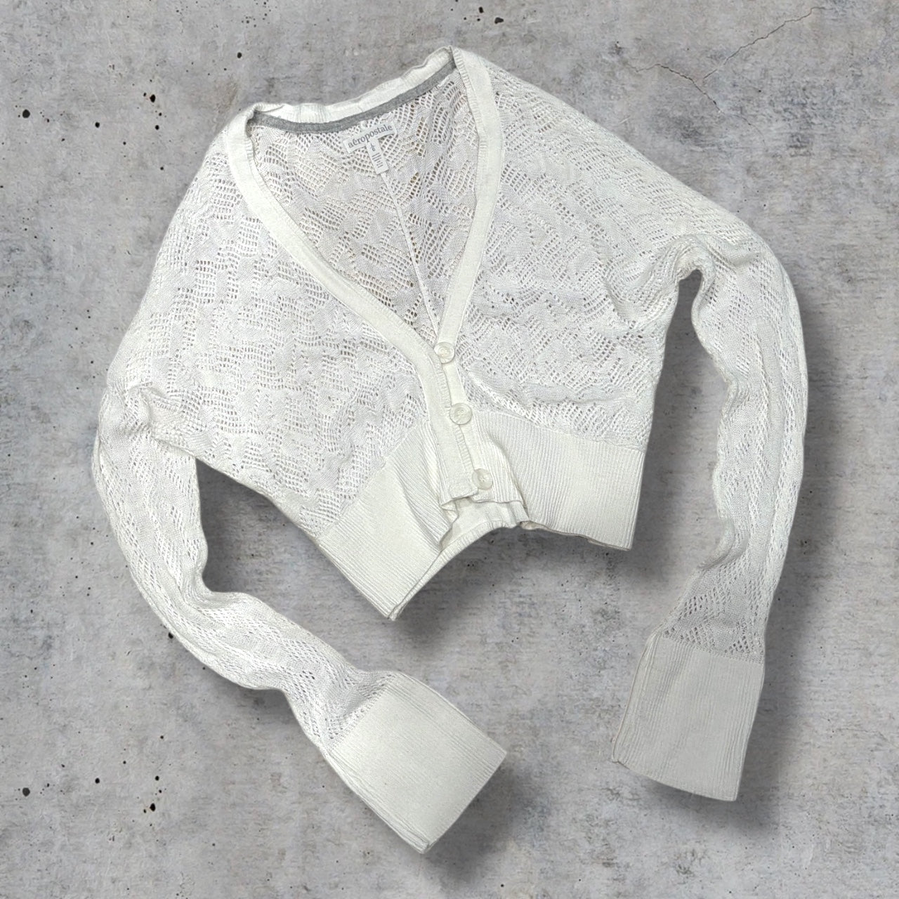 (L) 2000s aeropostale white buttoned cardigan