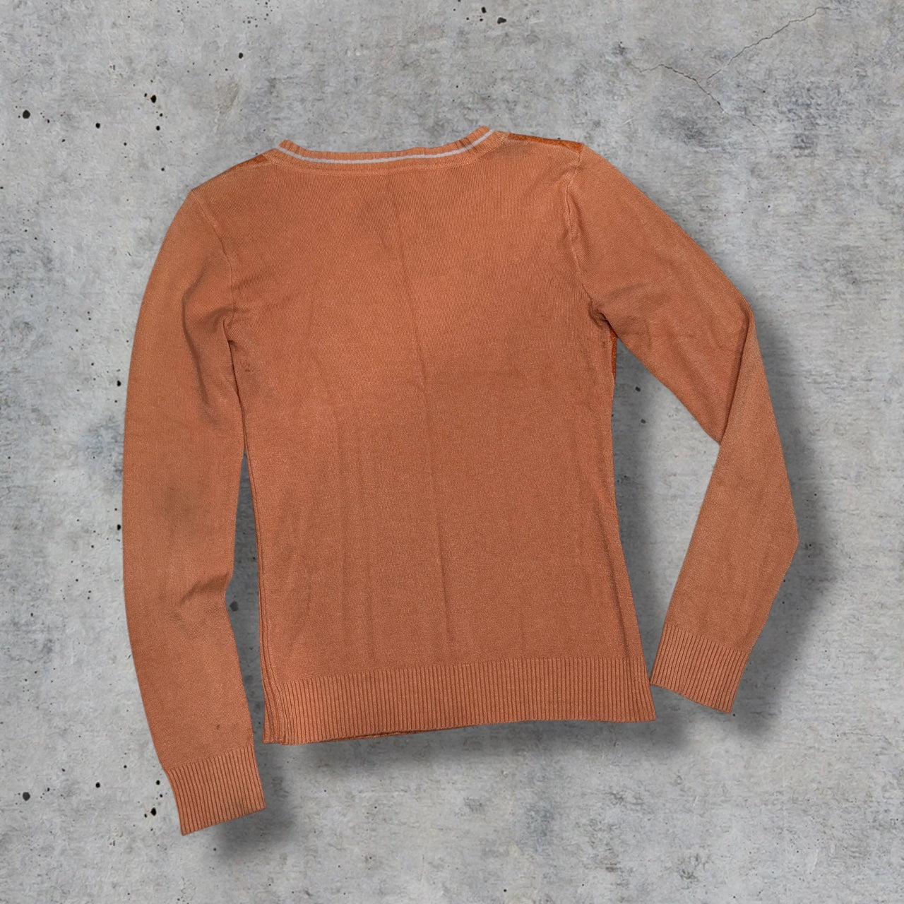 (S/M) vintage beaded orange long sleeve top