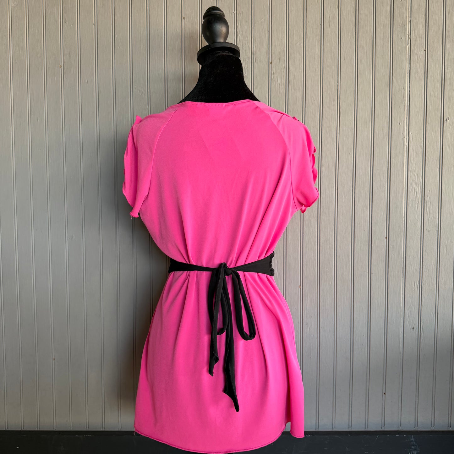 (M) y2k pink babydoll tie up top