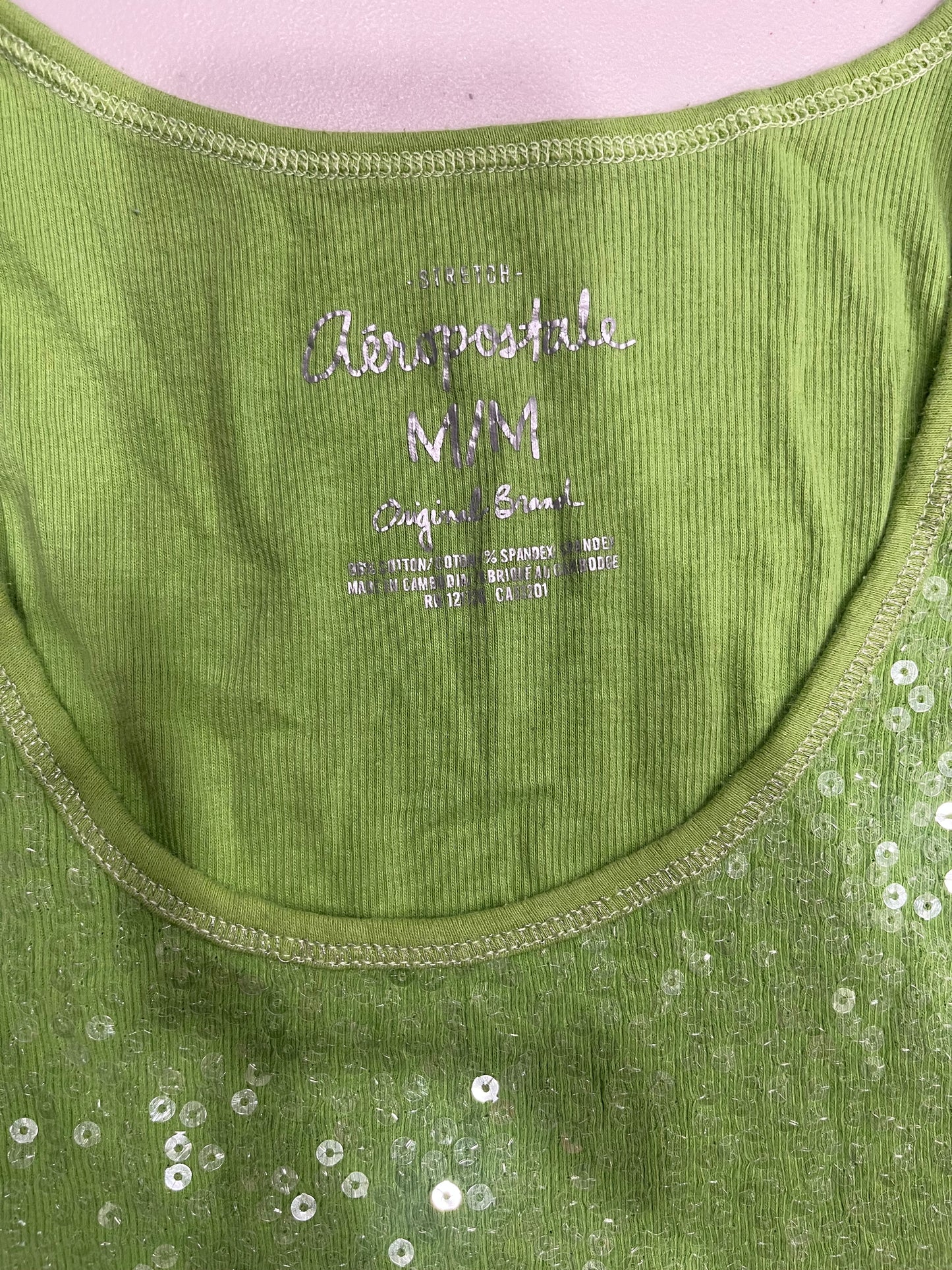 (M) Aeropostale Green Sequin Tank
