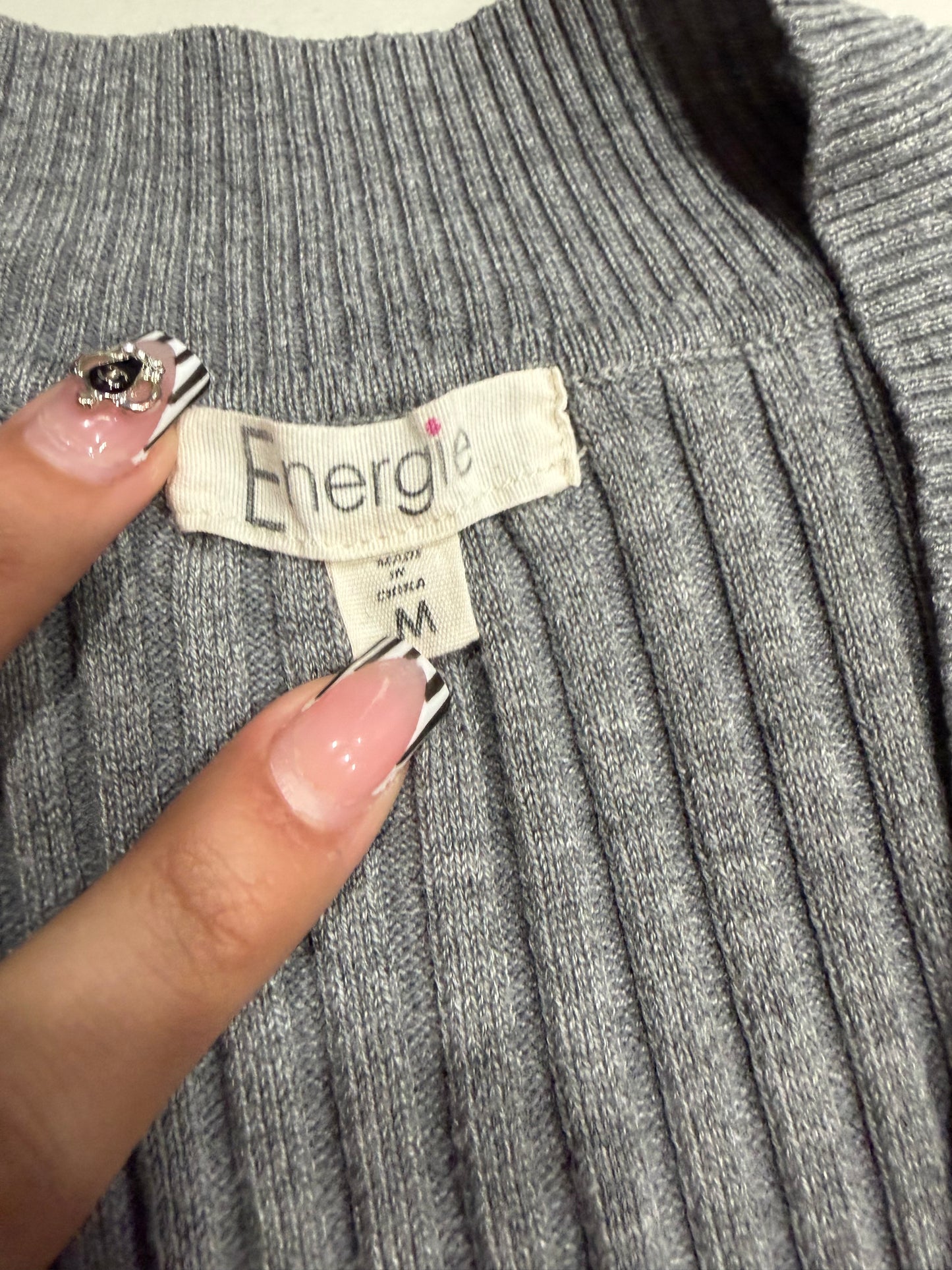 (S/M) y2k energie grey fitted long sleeve top