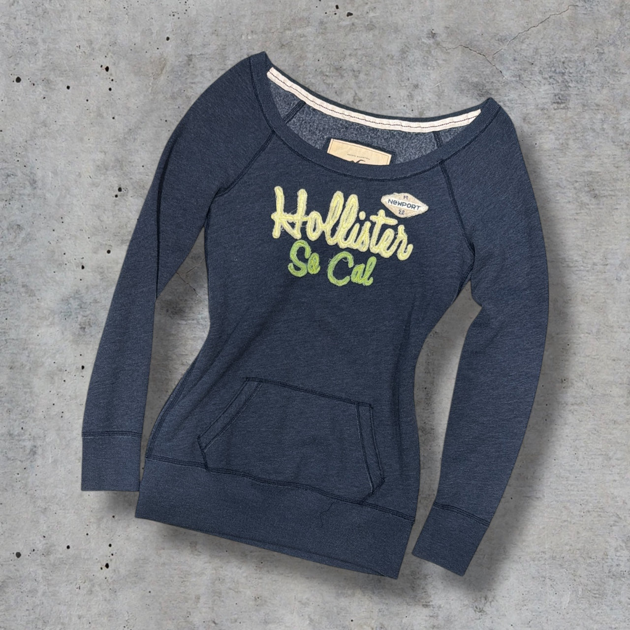 (S/M) early 2000s hollister off the shoulder blue long sleeve