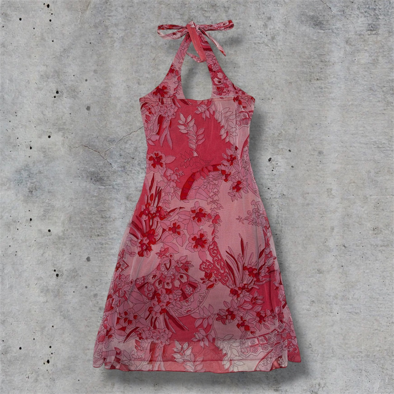 (S) y2k/vintage floral halter dress