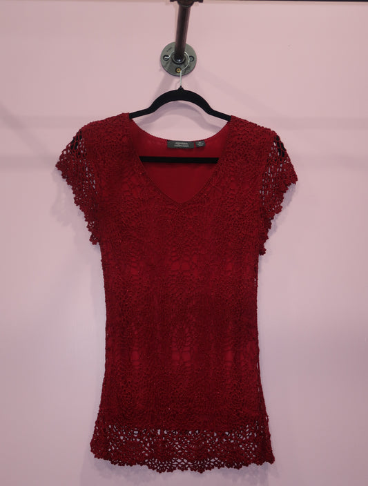 (L/XL) vintage red crochet top