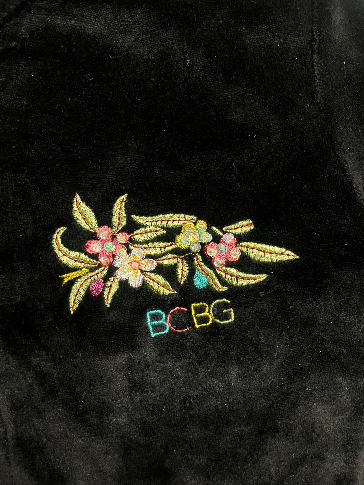 (S/M) BCBG Embroidered Sequin Velour Jacket