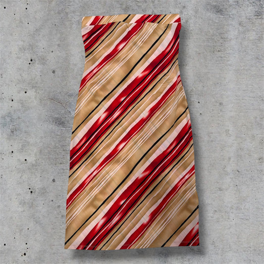 (S/M) vintage striped midi bodycon dress