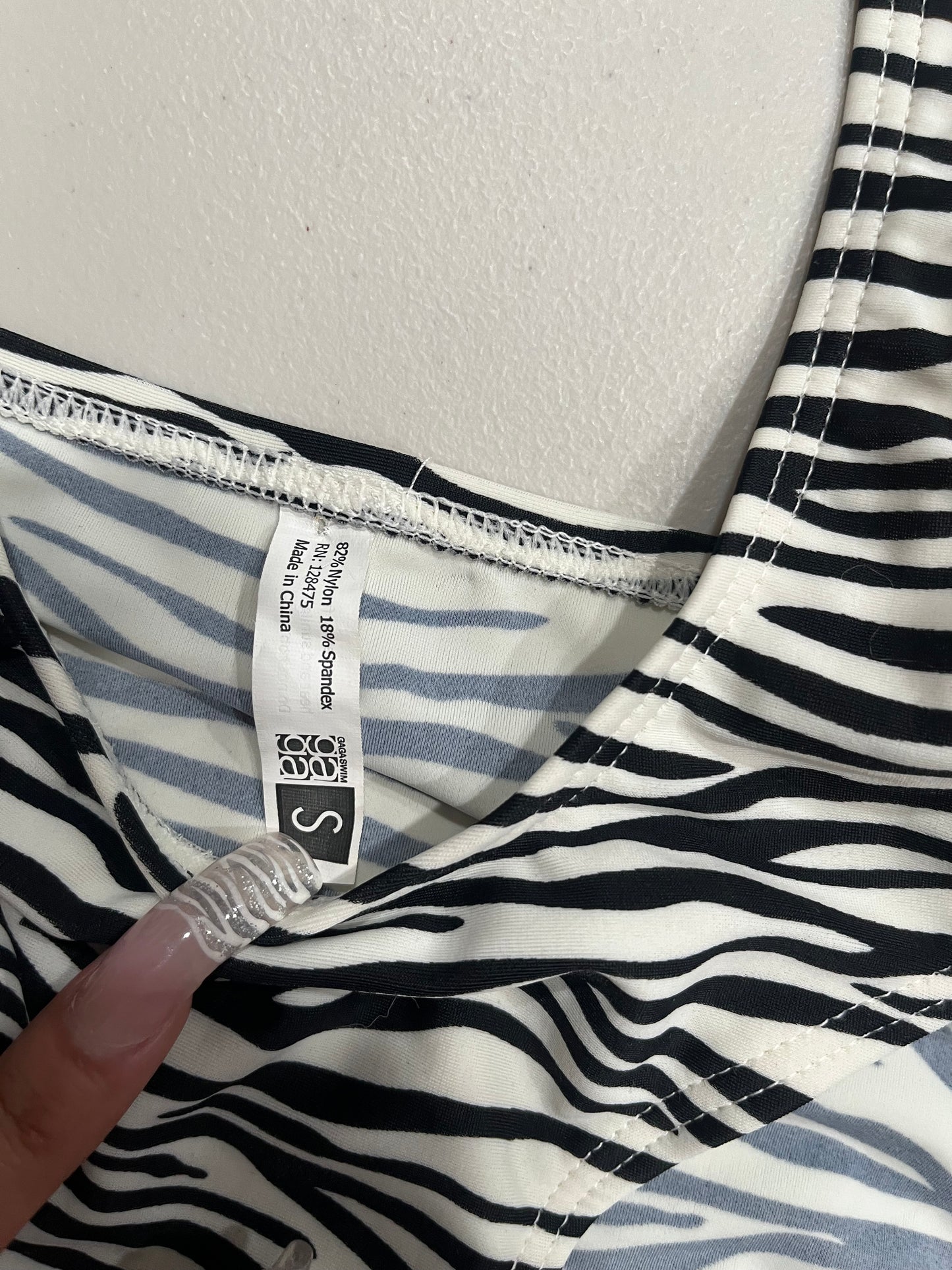 (S) 2000s Zebra Print Bikini One Piece