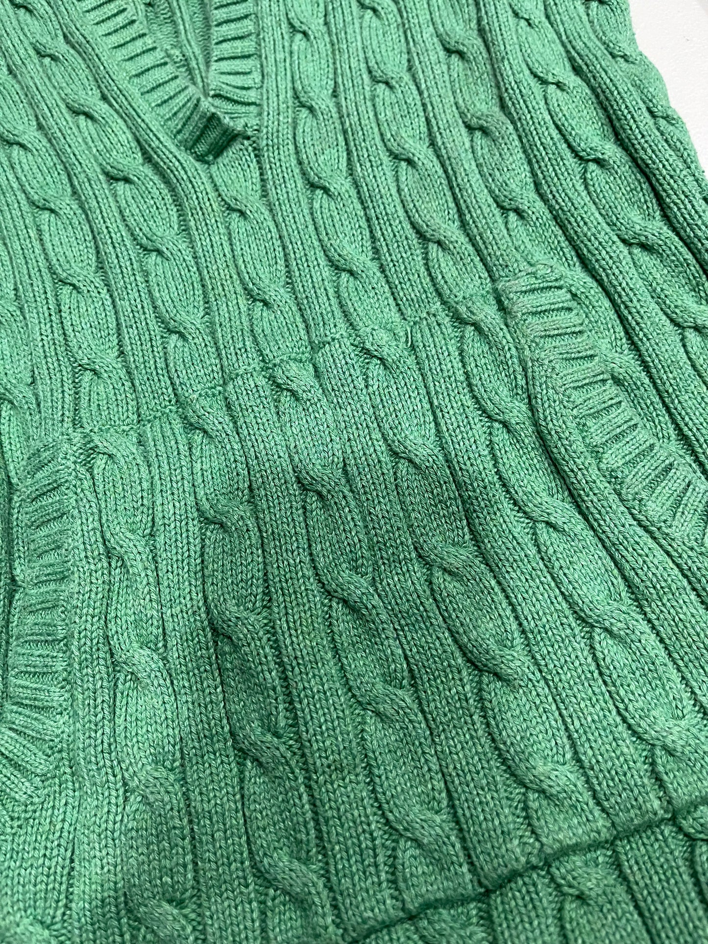 (L)2000s Knit Low V Neck Green Sweater