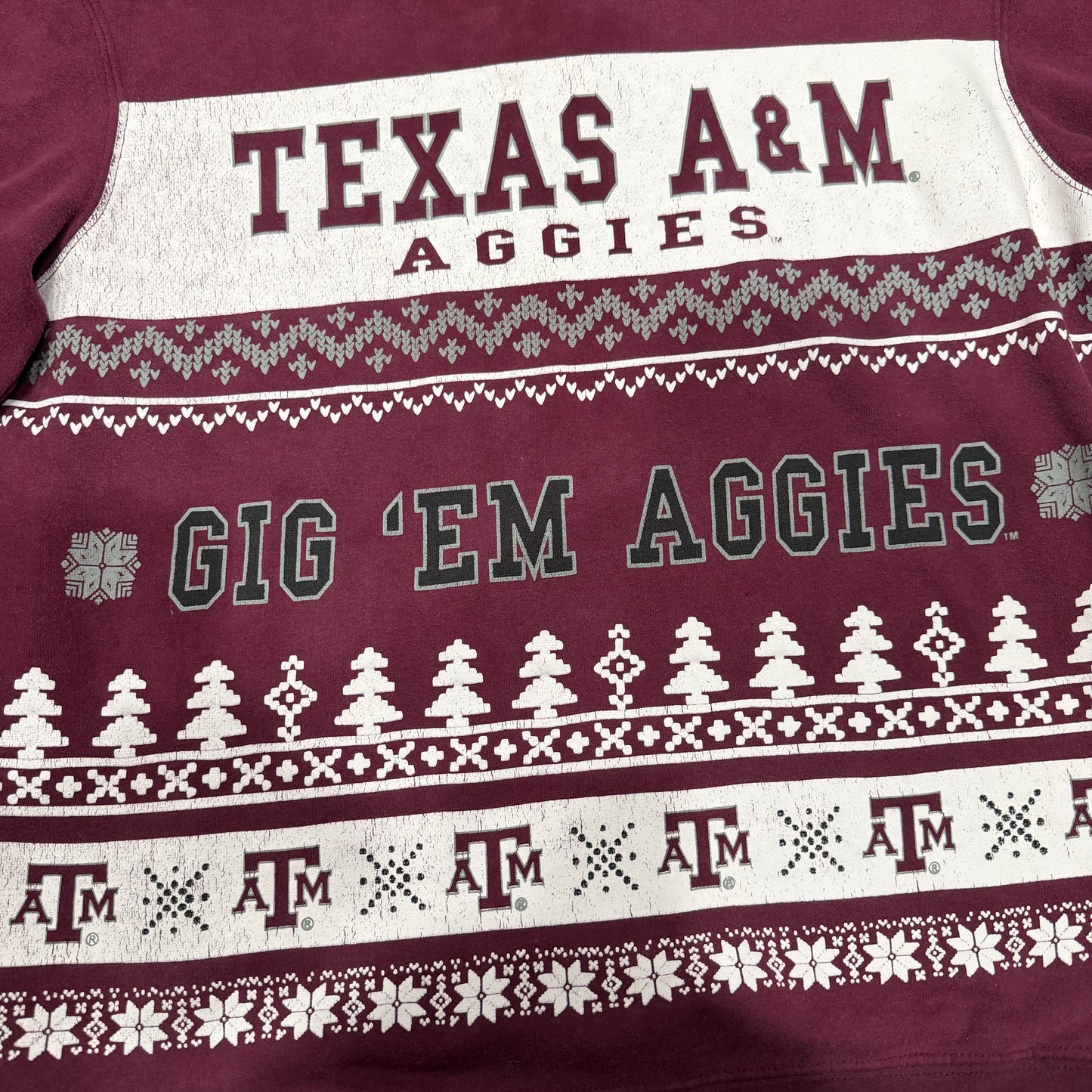(S) early 2000s christmas Texas A&M Aggies burgundy crewneck sweatshirt
