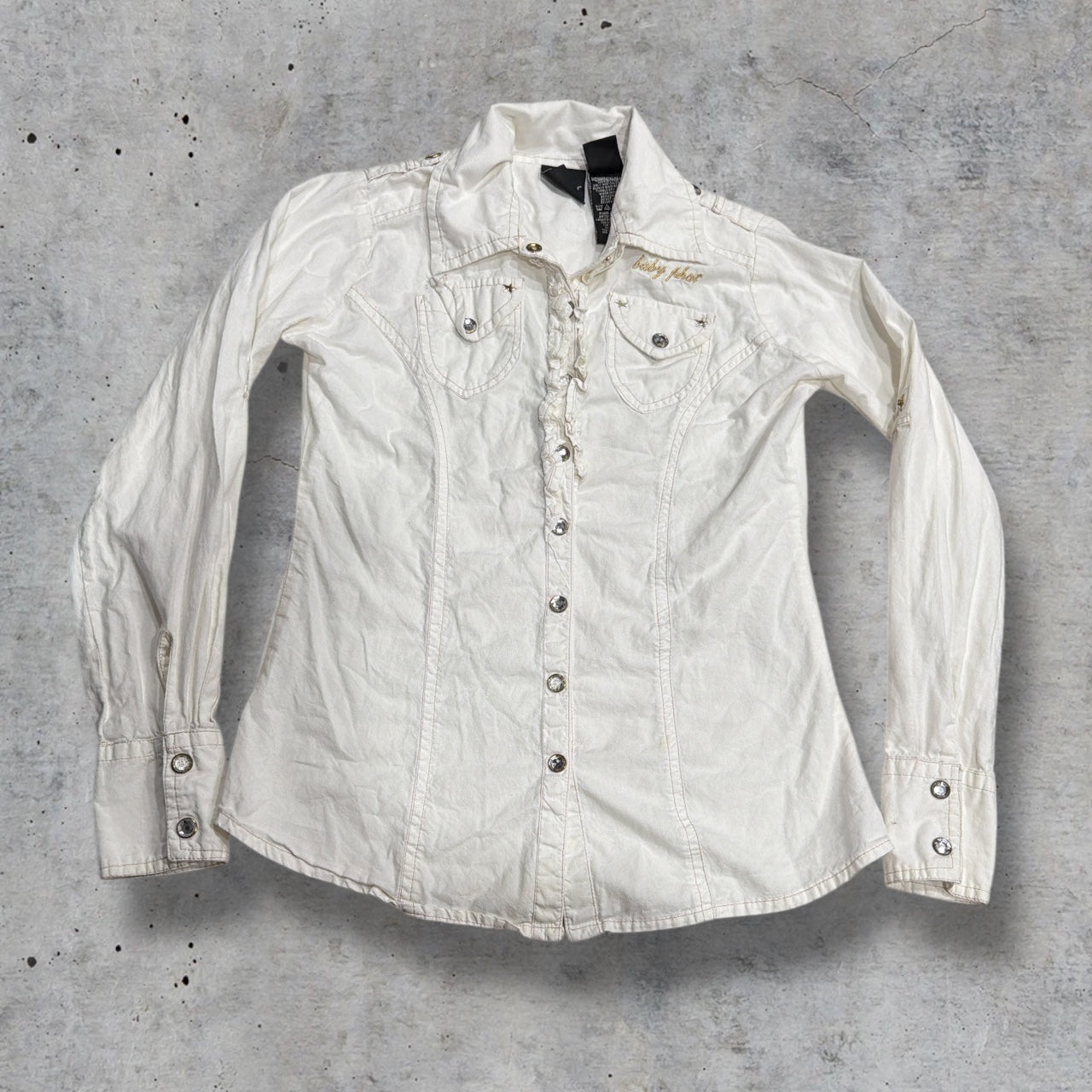 (XS/S) Y2K Baby Phat Embellished Button Up Embroidered Long Sleeve