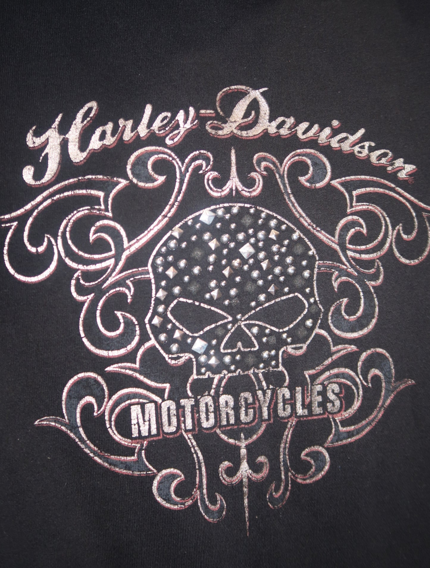 (S) Harley Davidson skull studded biker jacket